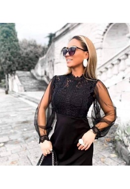 Elegantné tunikové šaty s čipkovaným zvrškom