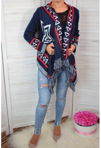 Aztécky kardigan so strapcami