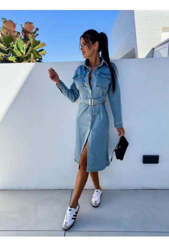 Midi rifľové šaty s opaskom