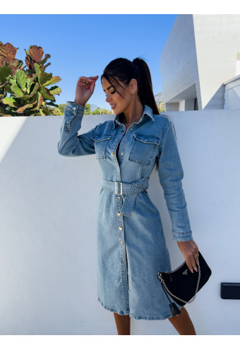 Midi rifľové šaty s opaskom