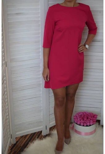 Jednoduché asymetrické šaty - cyklámenová