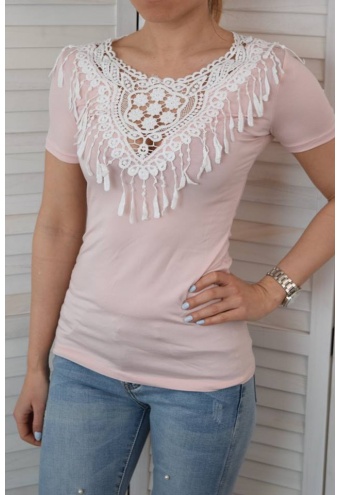 Elegantné tričko s bielou krajkou
